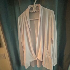 Shambhala Large White Open Front Cardigan with pockets